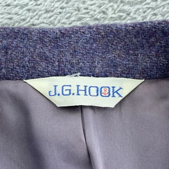 Vntg J.G. Hook Womens Wool Blazer Jacket Size 12 Purple With Gold Buttons 2619 - Picture 4 of 10